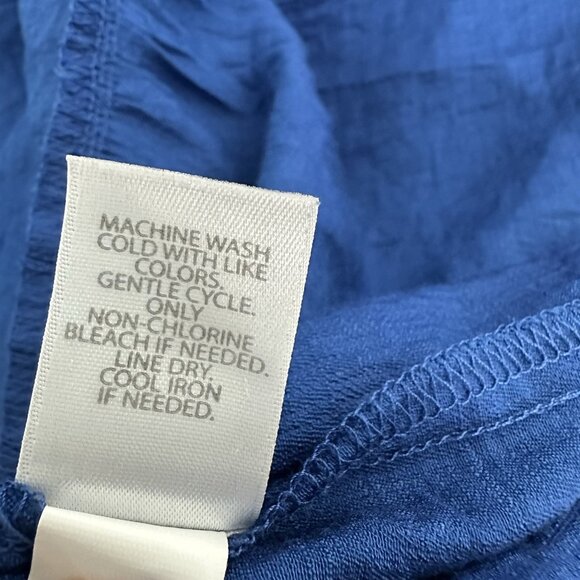 J Jill Ruffled Neck Tiered Maxi Dress M Tall Puff Sleeve Boho Blue - Picture 9 of 9